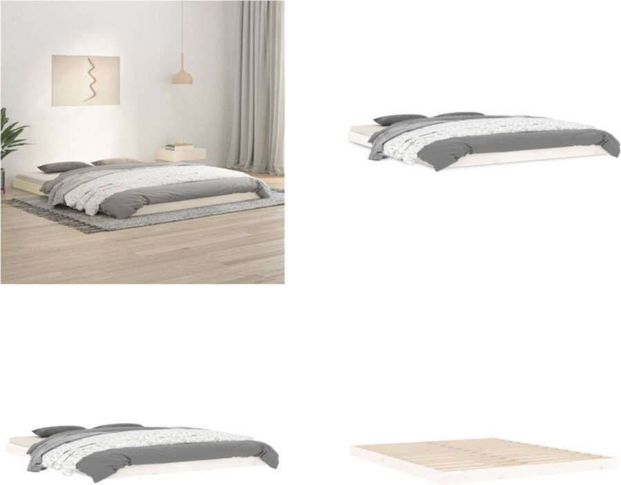 VidaXL Bedframe massief grenenhout wit 160x200 cm Bedframe Bedframes Ledikant Ledikanten