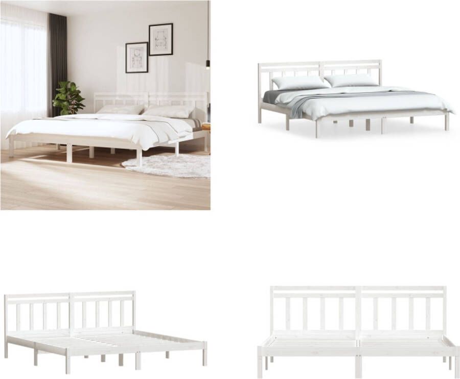 VidaXL Bedframe massief grenenhout wit 160x200 cm Bedframe Bedframes Tweepersoonsbed Bed