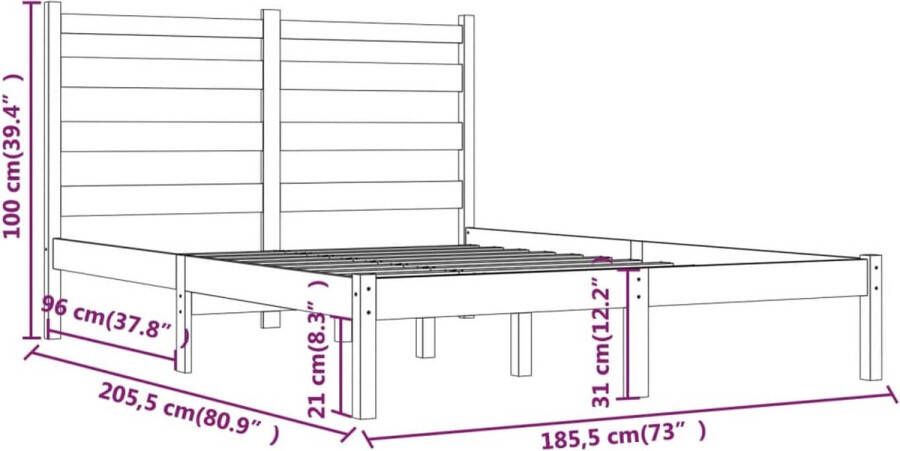 VidaXL -Bedframe-massief-grenenhout-wit-180x200-cm-6FT-Super-King - Foto 2