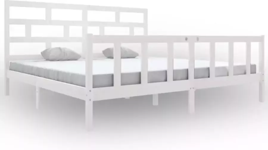 VidaXL -Bedframe-massief-grenenhout-wit-180x200-cm