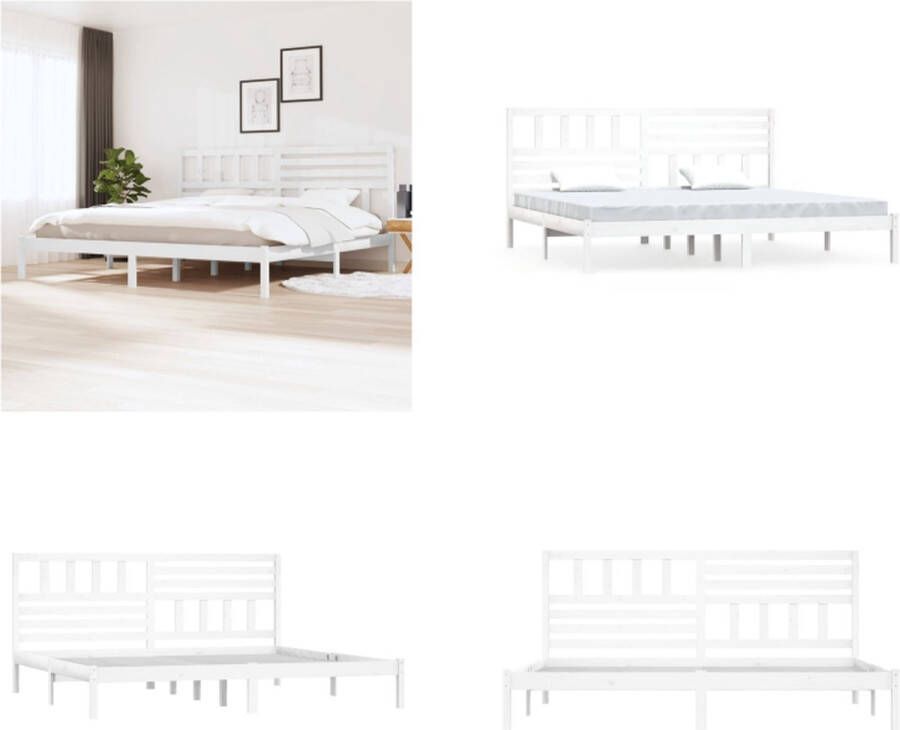 VidaXL Bedframe massief grenenhout wit 180x200 cm 6FT Super King Bedframe Bedframes Eenpersoonsbed Bed