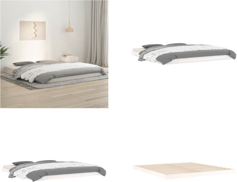 VidaXL Bedframe massief grenenhout wit 180x200 cm 6FT Super King Bedframe Bedframes Ledikant Ledikanten