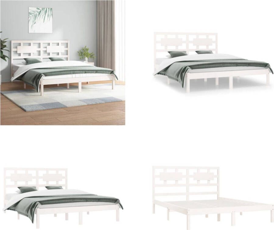 VidaXL Bedframe massief grenenhout wit 180x200 cm 6FT Super King Bedframe Bedframes Tweepersoonsbed Bed