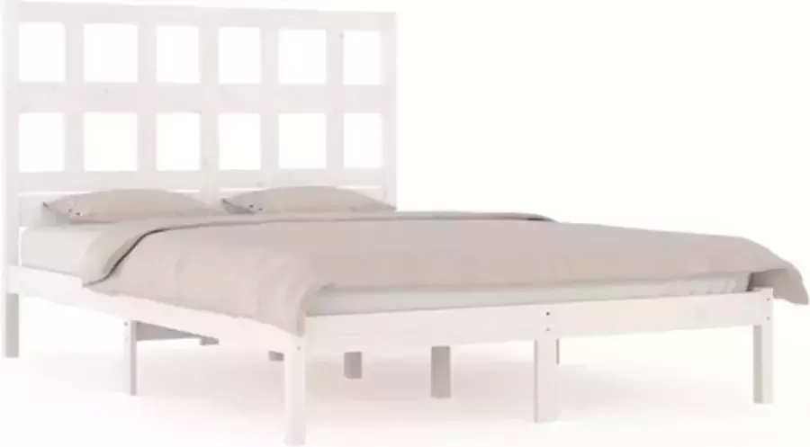 Vida XL Bedframe met hoofdbord massief grenenhout wit 140x200 cm SKU: V3216382 - Foto 9