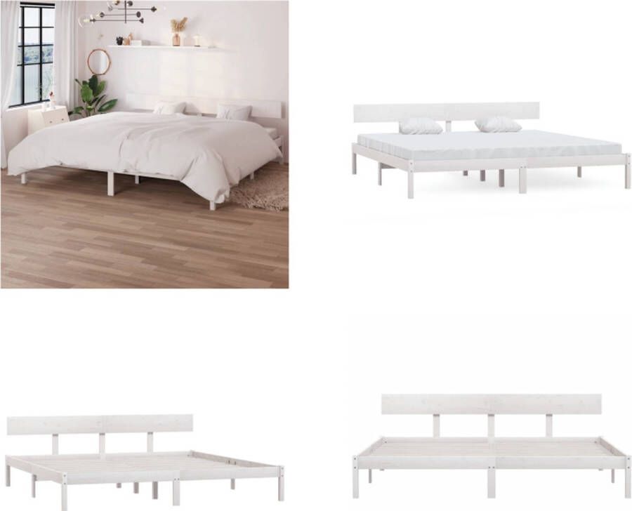 VidaXL Bedframe massief grenenhout wit 180x200 cm UK Super King Bedframe Bedframes Bed Bedbodem - Foto 4