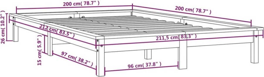 VidaXL -Bedframe-massief-grenenhout-wit-200x200-cm - Foto 2