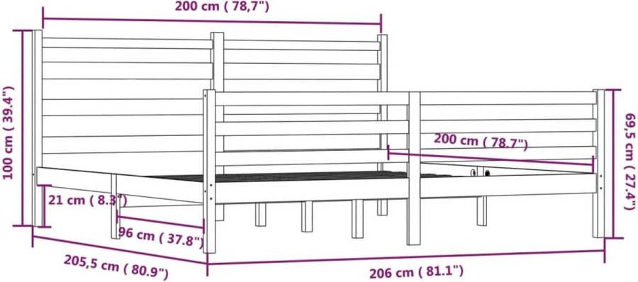 VidaXL -Bedframe-massief-grenenhout-wit-200x200-cm - Foto 2