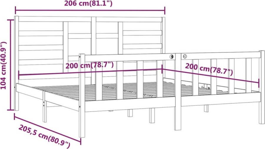 VIDAXL Bedframe zonder matras massief grenenhout wit 200x200 cm - Foto 2