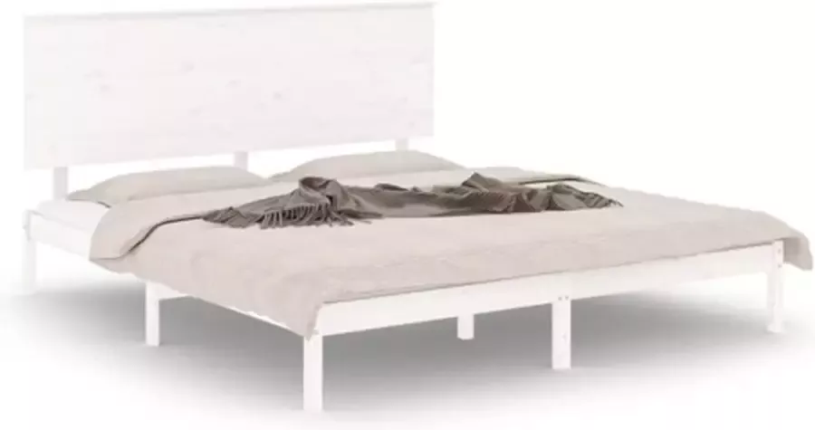 VIDAXL Bedframe zonder matras massief grenenhout wit 200x200 cm - Foto 2