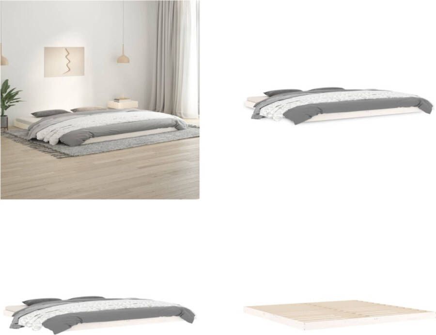 VidaXL Bedframe massief grenenhout wit 200x200 cm Bedframe Bedframes Ledikant Ledikanten