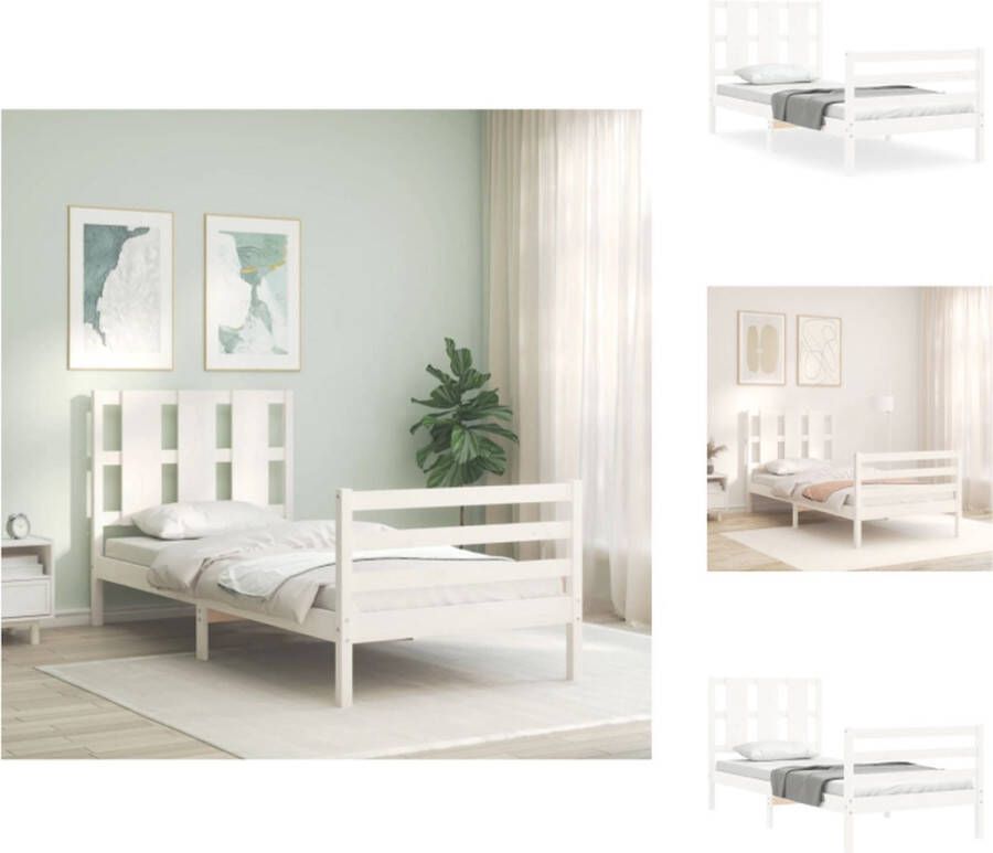 VidaXL Bedframe Bedframes Bed Eenpersoonsbed Bedframe zonder matras massief grenenhout wit 140x200 cm - Foto 13
