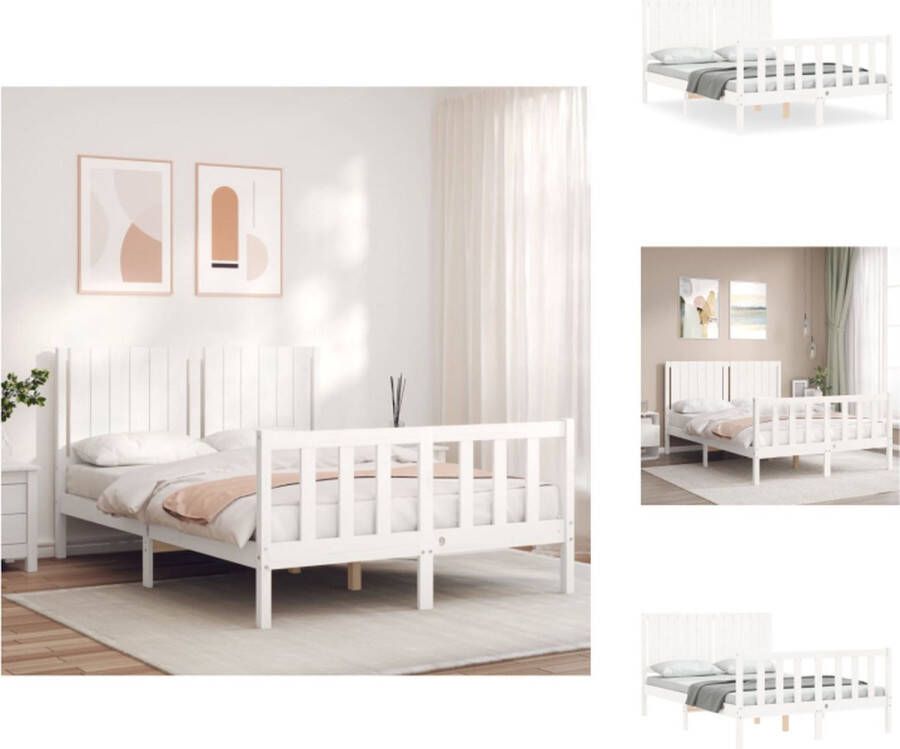 VidaXL Bedframe Grenenhout Wit 205.5 x 145.5 x 100 cm Met Functioneel hoofd- en voeteneinde Montage vereist Bed - Foto 11