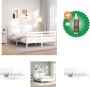 VidaXL Bedframe Massief Grenenhout Wit 205.5 x 155.5 x 100 cm Multiplex Lattenbodem Bed Inclusief Houtreiniger en verfrisser - Thumbnail 2