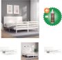 VidaXL Bedframe Massief Grenenhout Wit 205.5 x 155.5 x 100 cm Multiplex Lattenbodem Bed Inclusief Houtreiniger en verfrisser - Thumbnail 1