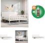 VidaXL Bedframe Massief Grenenhout Wit 205.5 x 205.5 x 100 cm Multiplex lattenbodem Bed Inclusief Houtreiniger en verfrisser - Thumbnail 1