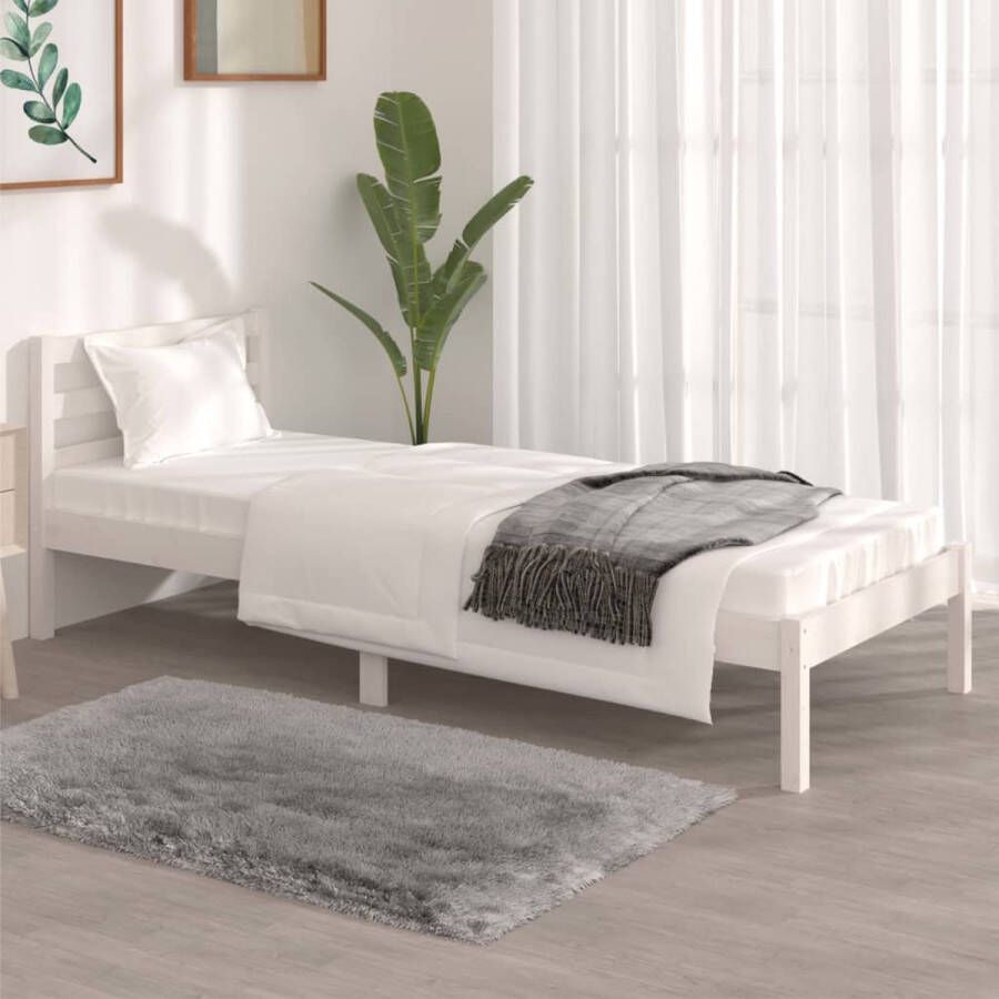 VidaXL -Bedframe-massief-grenenhout-wit-75x190-cm-2FT6-Small-Single