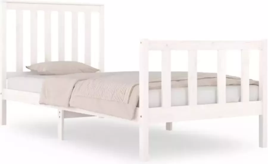 VidaXL -Bedframe-massief-grenenhout-wit-75x190-cm-2FT6-Small-Single - Foto 3