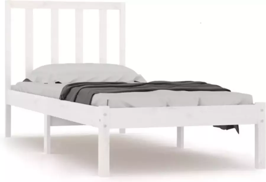 VidaXL Bedframe massief grenenhout wit 75x190 cm 2FT6 Small Single - Foto 2