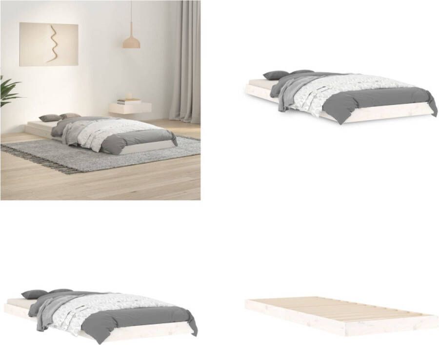 VidaXL Bedframe massief grenenhout wit 75x190 cm Small Single Bedframe Bedframes Eenpersoonsbed Bed