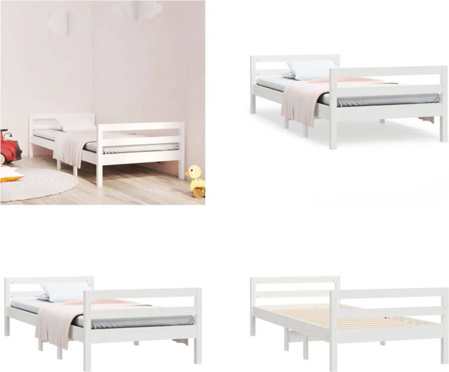 VidaXL Bedframe massief grenenhout wit 80x200 cm Bedframe Eenpersoonsbed Bed
