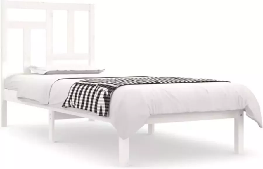 VIDAXL Bedframe zonder matras massief grenenhout wit 90x190 cm - Foto 3