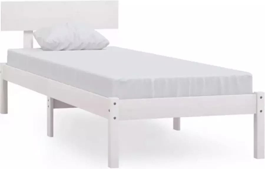 VidaXL -Bedframe-massief-grenenhout-wit-90x190-cm-UK-Single - Foto 4