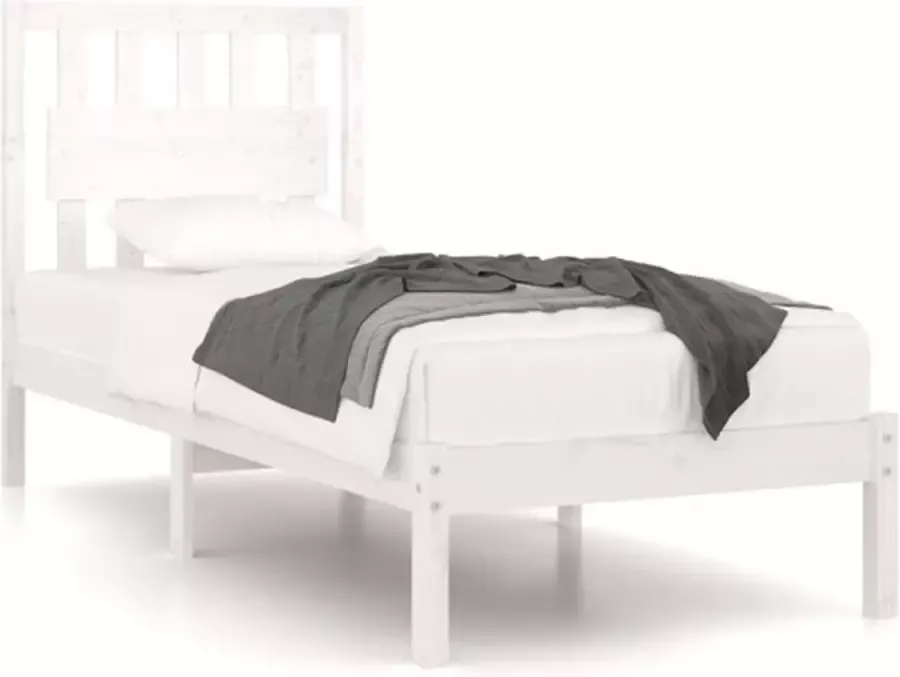 VidaXL -Bedframe-massief-grenenhout-wit-90x200-cm - Foto 2