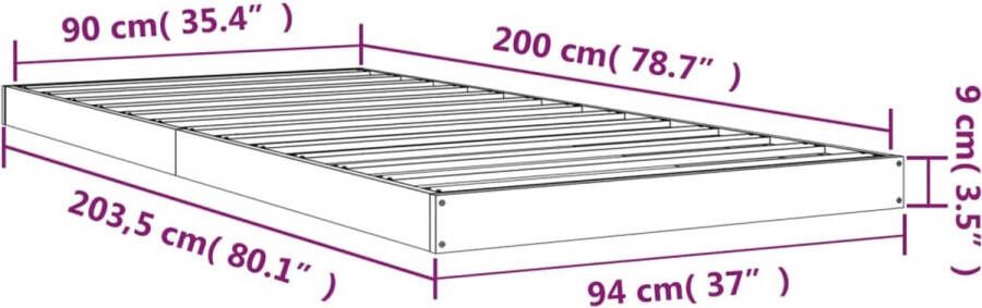 VidaXL -Bedframe-massief-grenenhout-wit-90x200-cm - Foto 2