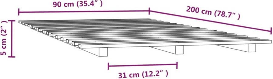 VidaXL -Bedframe-massief-grenenhout-wit-90x200-cm - Foto 2