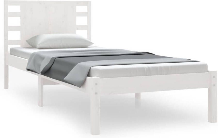 VidaXL Bedframe zonder matras massief grenenhout wit 90x200 cm - Foto 4