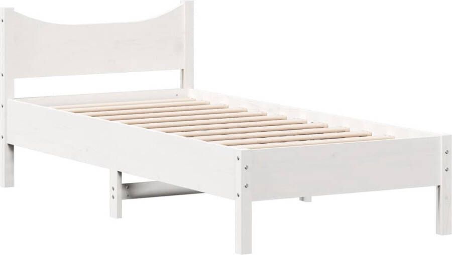 VIDAXL Bedframe zonder matras massief grenenhout wit 90x200 cm - Foto 3