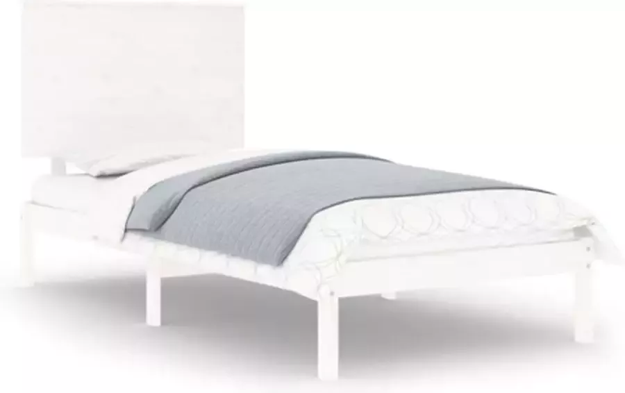 VIDAXL Bedframe zonder matras massief grenenhout wit 90x200 cm - Foto 2