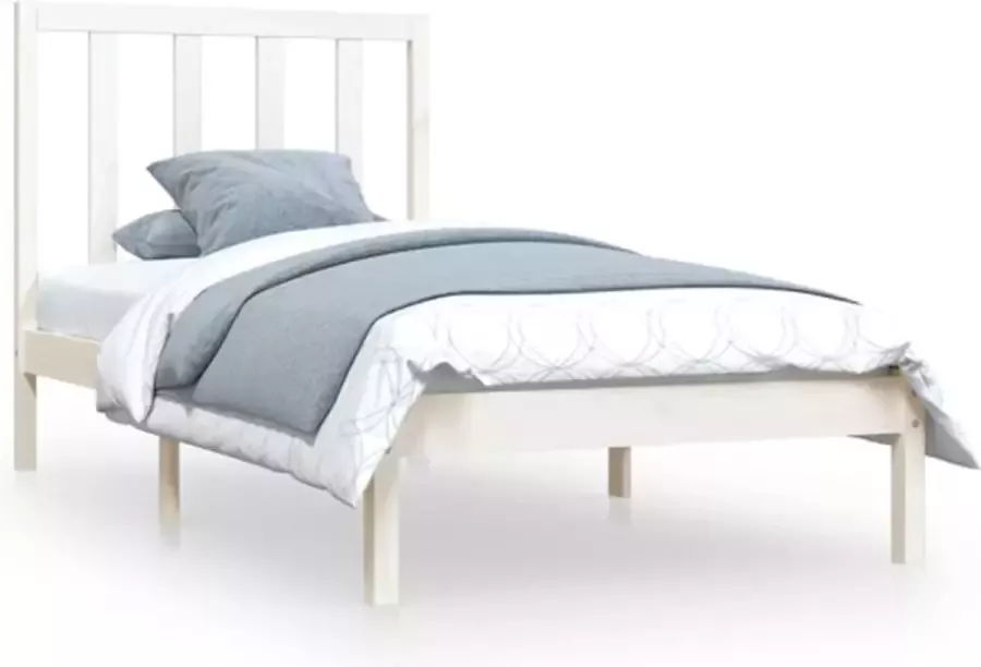 VidaXL -Bedframe-massief-grenenhout-wit-90x200-cm - Foto 2