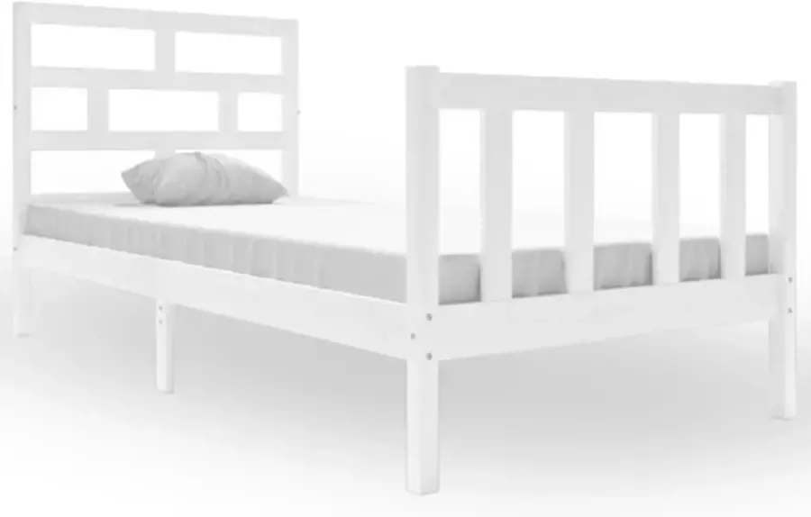 VidaXL -Bedframe-massief-grenenhout-wit-90x200-cm - Foto 4
