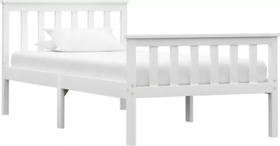 VidaXL -Bedframe-massief-grenenhout-wit-90x200-cm