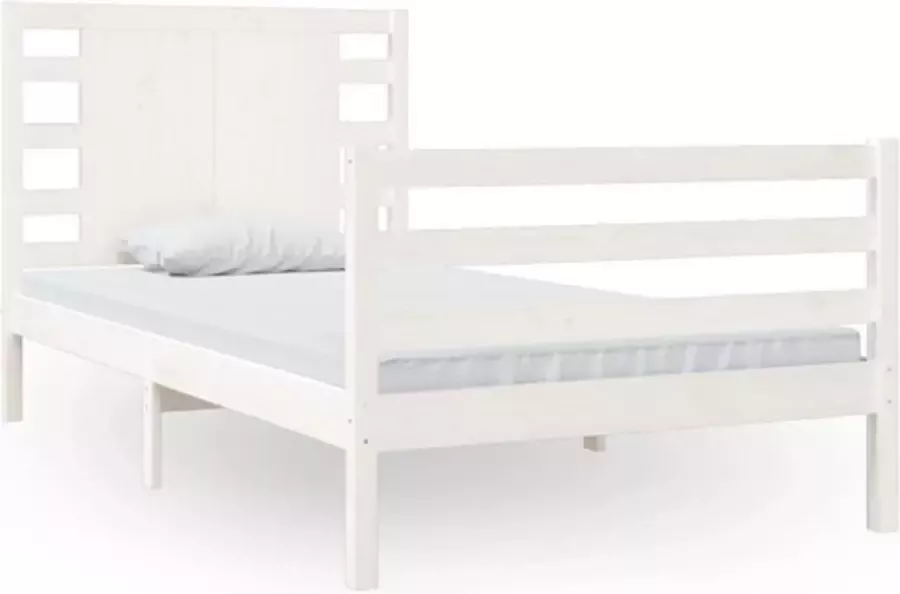 VidaXL Bedframe zonder matras massief grenenhout wit 90x200 cm - Foto 2