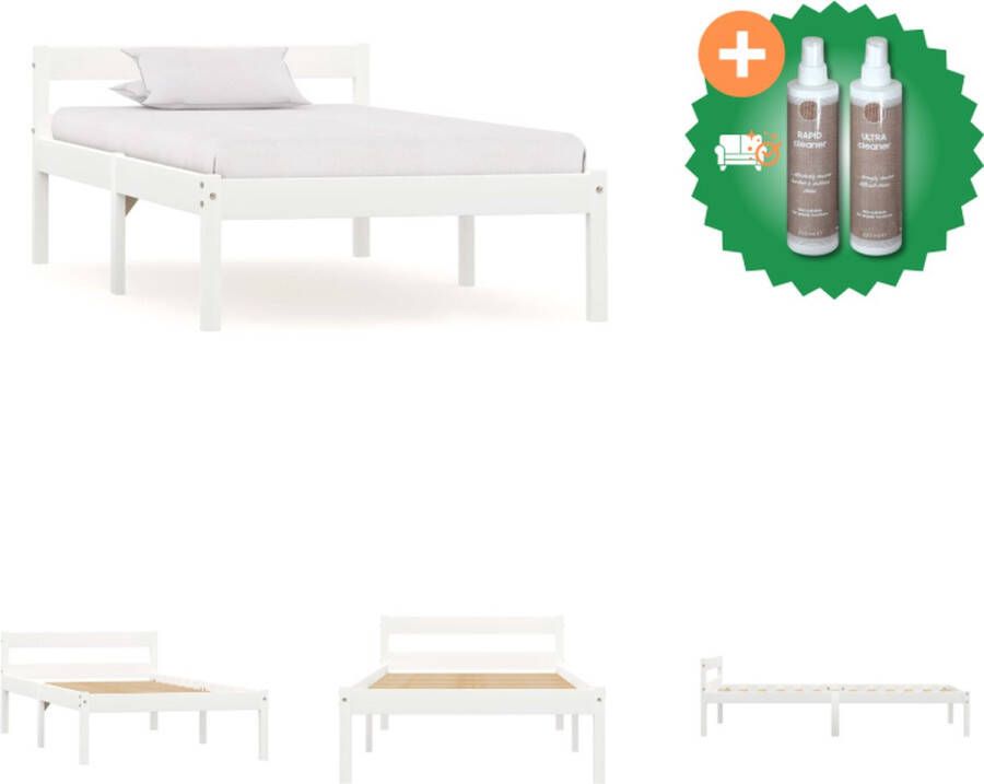 VidaXL Bedframe massief grenenhout wit 90x200 cm Bed Inclusief Onderhoudsset