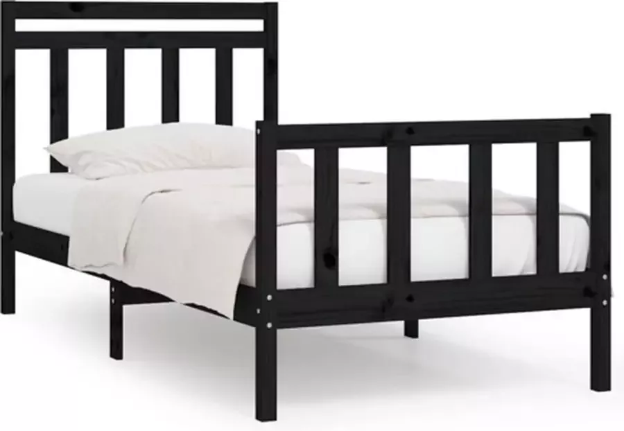 VidaXL -Bedframe-massief-grenenhout-zwart-100x200-cm - Foto 4