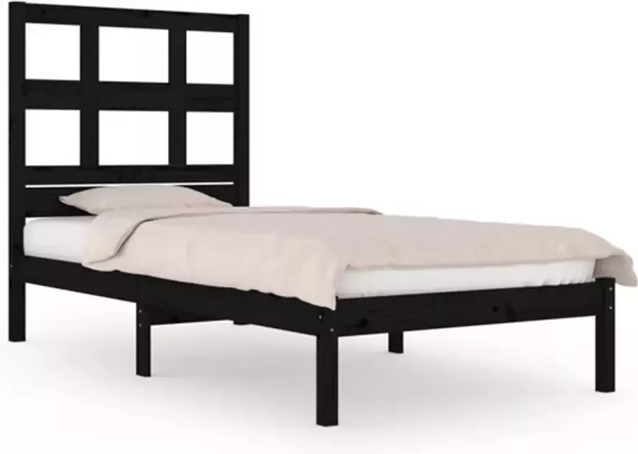 VidaXL -Bedframe-massief-grenenhout-zwart-100x200-cm - Foto 4