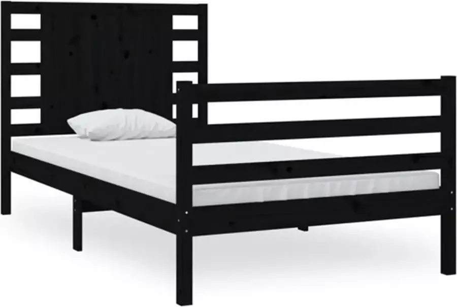 VidaXL -Bedframe-massief-grenenhout-zwart-100x200-cm - Foto 2