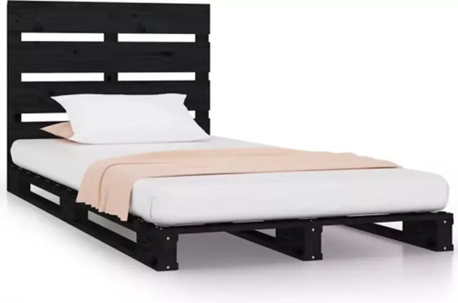 VidaXL -Bedframe-massief-grenenhout-zwart-100x200-cm - Foto 3