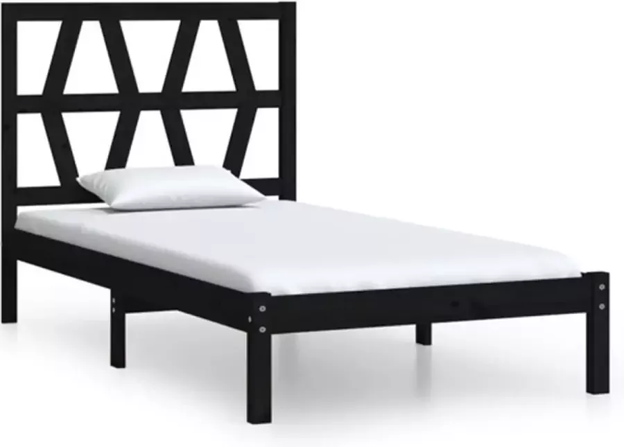 VidaXL -Bedframe-massief-grenenhout-zwart-100x200-cm - Foto 2