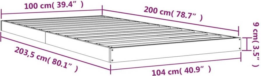 VidaXL -Bedframe-massief-grenenhout-zwart-100x200-cm