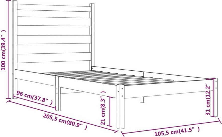 VidaXL -Bedframe-massief-grenenhout-zwart-100x200-cm - Foto 15