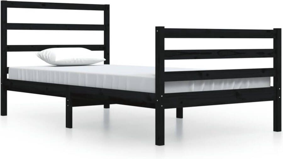 VidaXL -Bedframe-massief-grenenhout-zwart-100x200-cm - Foto 3