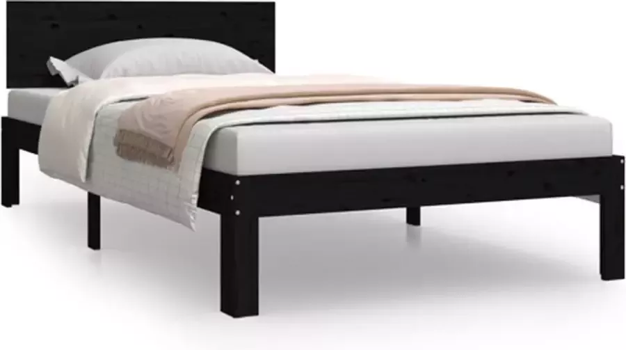 VIDAXL Bedframe massief grenenhout zwart 100x200 cm - Foto 2