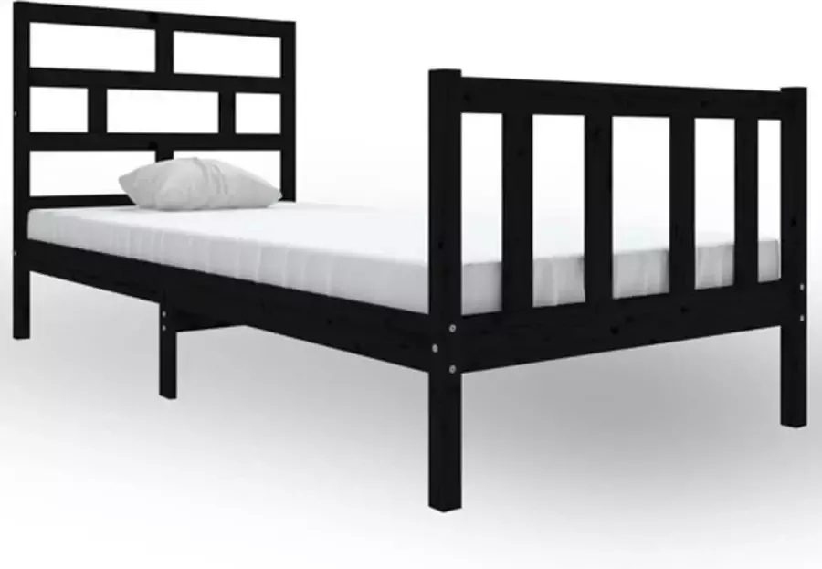 VidaXL -Bedframe-massief-grenenhout-zwart-100x200-cm - Foto 3