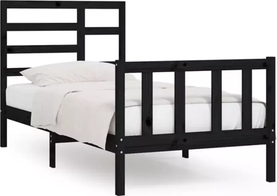 VidaXL -Bedframe-massief-grenenhout-zwart-100x200-cm - Foto 3