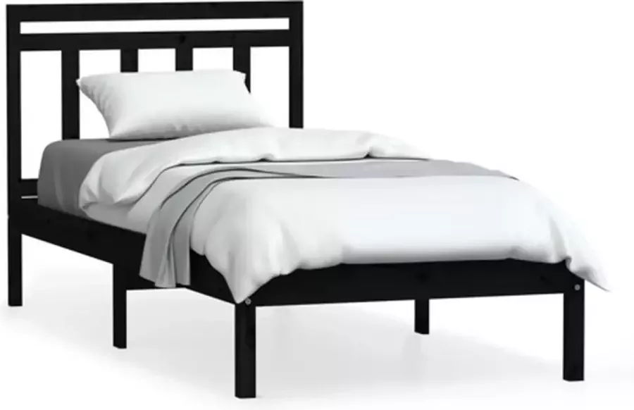 VidaXL -Bedframe-massief-grenenhout-zwart-100x200-cm - Foto 3