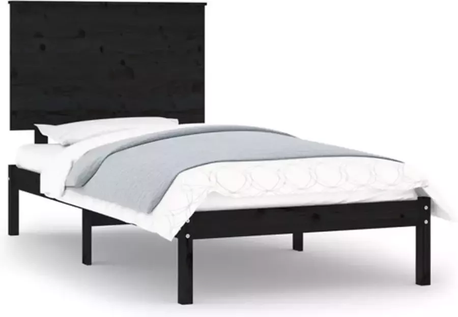 VidaXL -Bedframe-massief-grenenhout-zwart-100x200-cm - Foto 2